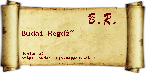 Budai Regő névjegykártya