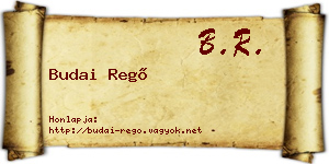 Budai Regő névjegykártya